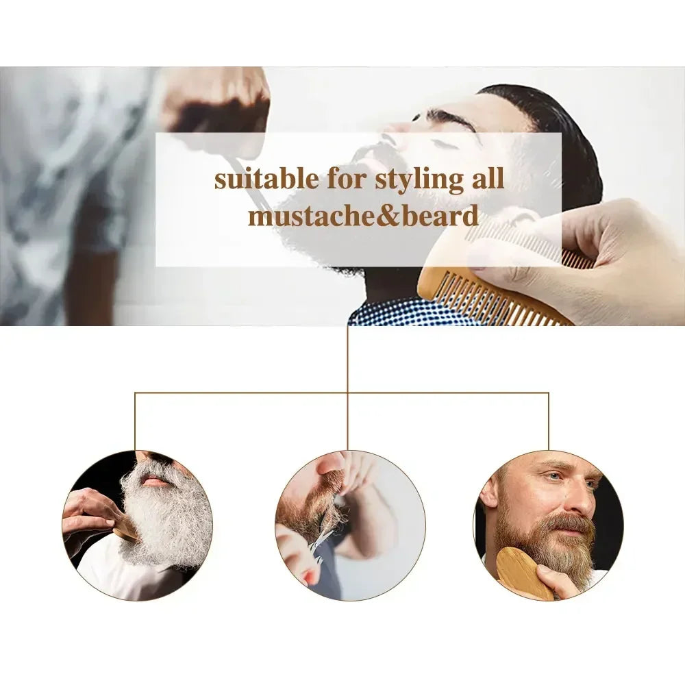 Boar Bristle Wood Beard Brush Kits With Gift Bag