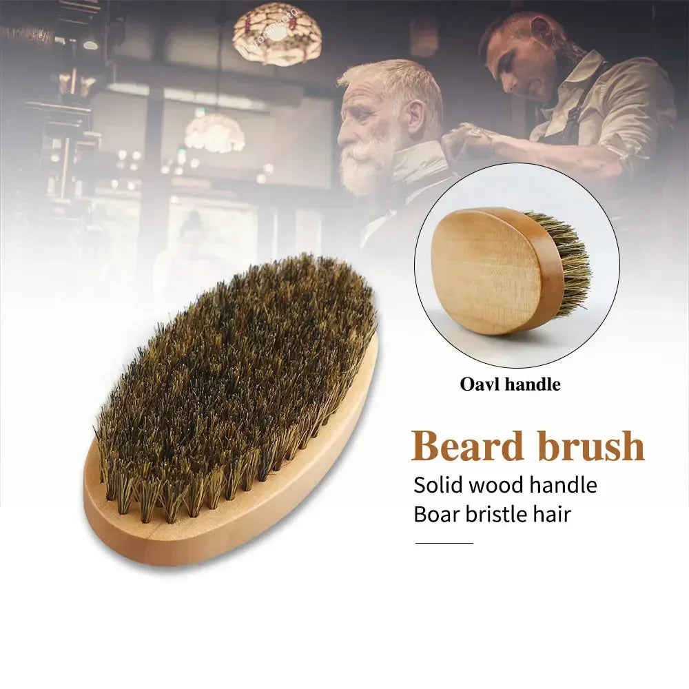 Boar Bristle Wood Beard Brush Kits With Gift Bag