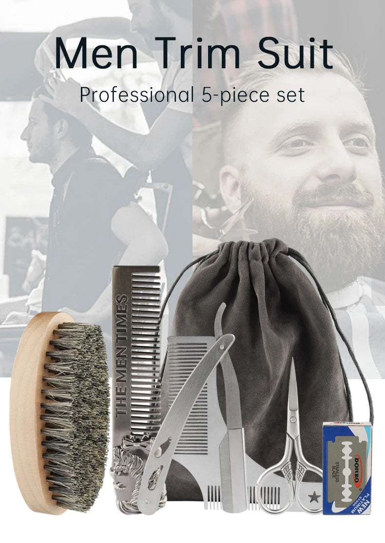 Professional Shaving Beard Brush 5 Piece Set