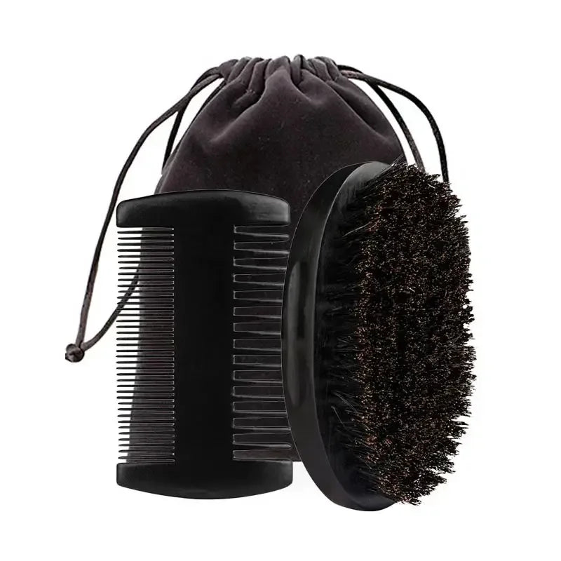 Boar Bristle Wood Beard Brush Kits With Gift Bag