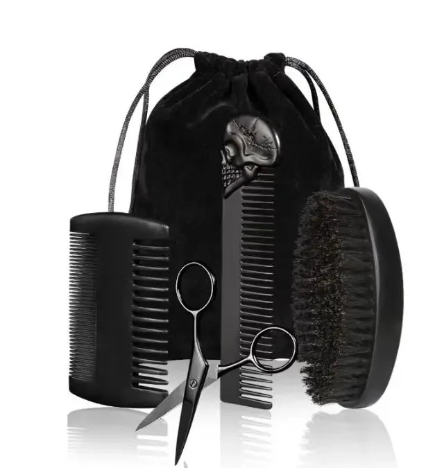 Boar Bristle Wood Beard Brush Kits With Gift Bag