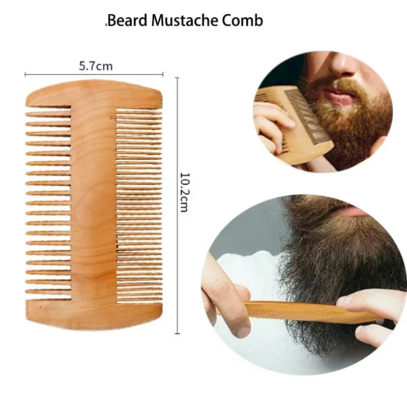 Boar Bristle Wood Beard Brush Kits With Gift Bag