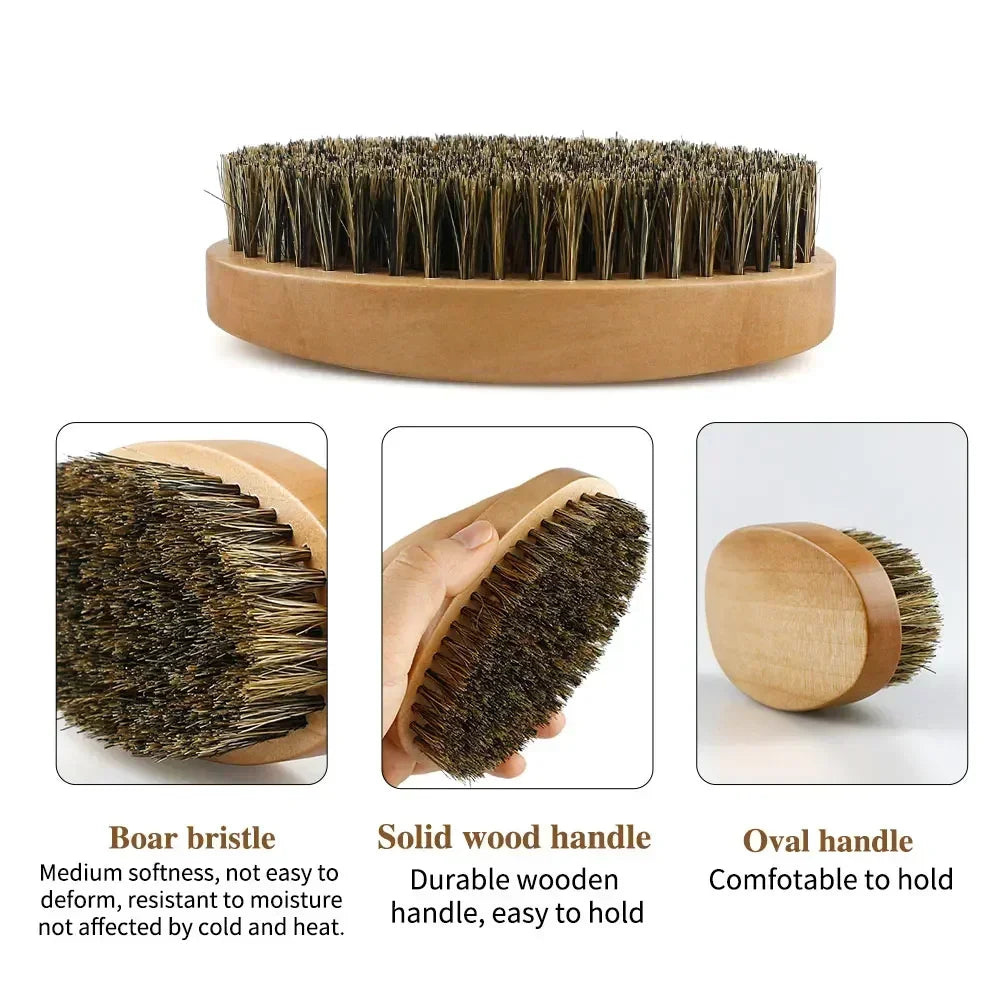 Boar Bristle Wood Beard Brush Kits With Gift Bag