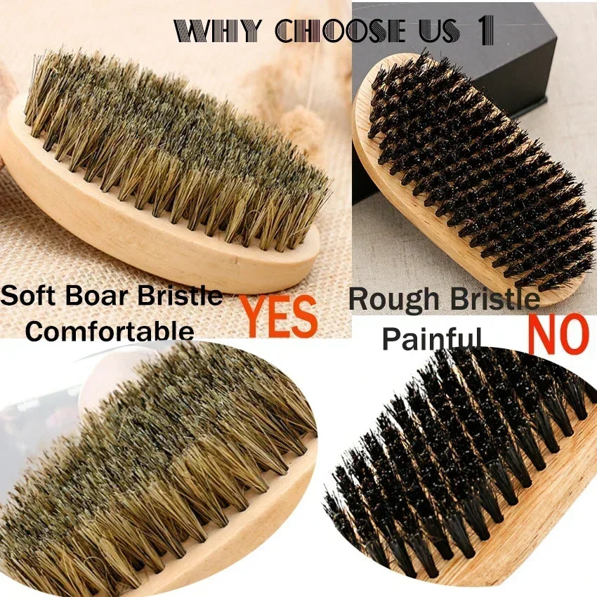 Boar Bristle Wood Beard Brush Kits With Gift Bag