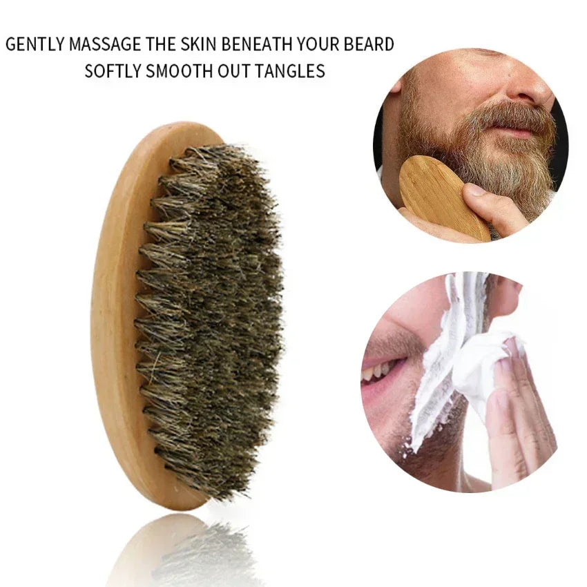 Boar Bristle Wood Beard Brush Kits With Gift Bag