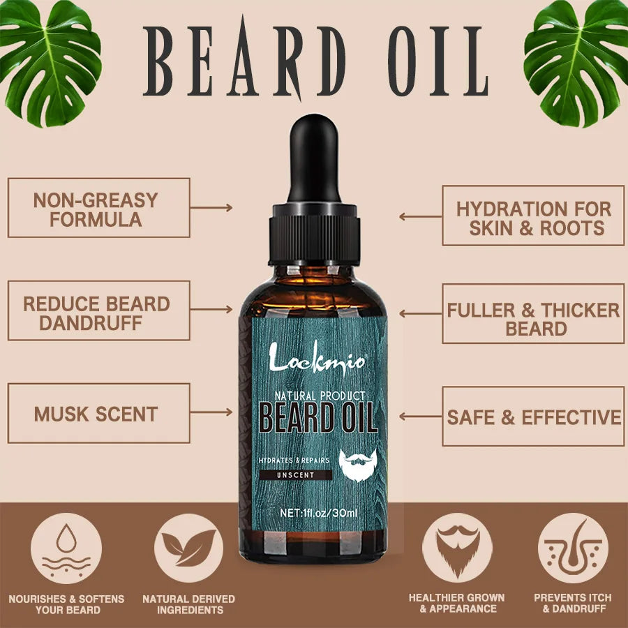 5pcs/set Beard Oil Balm for Men